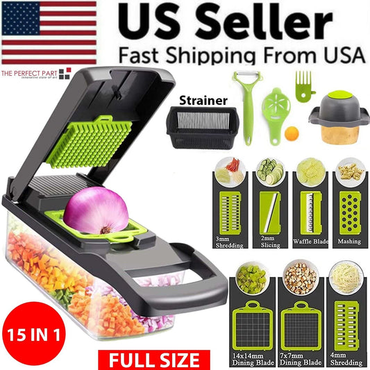 15-In-1 Vegetable Fruit Chopper Cutter Food Onion Veggie Dicer Slicer Kitchen